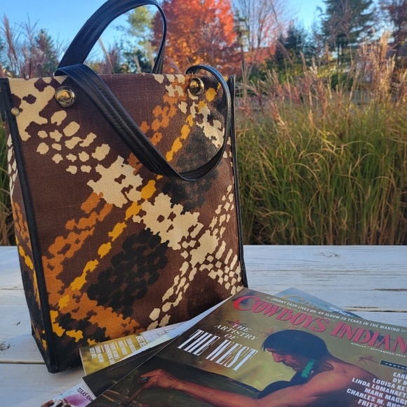 Vintage Tapestry Look Canvas Tote ~ Hippie ~  Boho ~ 1970s ~ Western - Picture 3 of 16